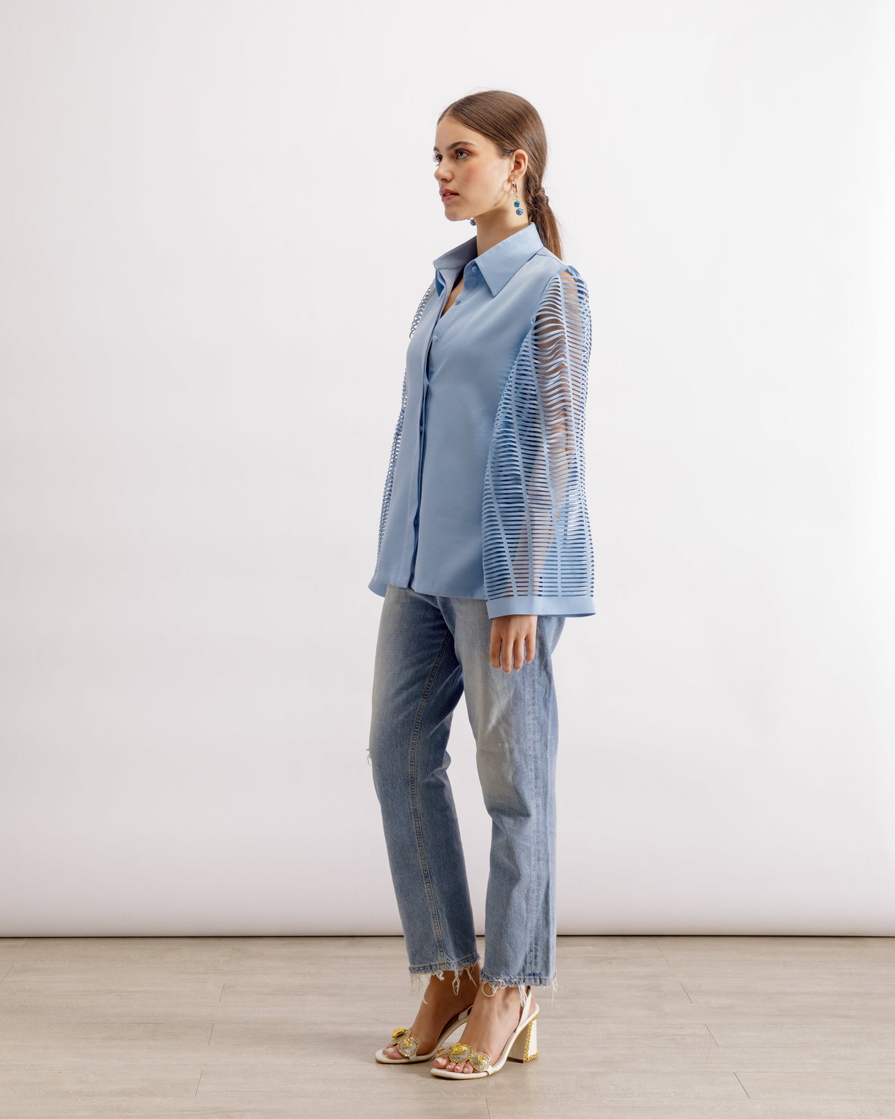 Concealed Placket Shirt | Shirt with Swivelled Sleeves | PAIVE