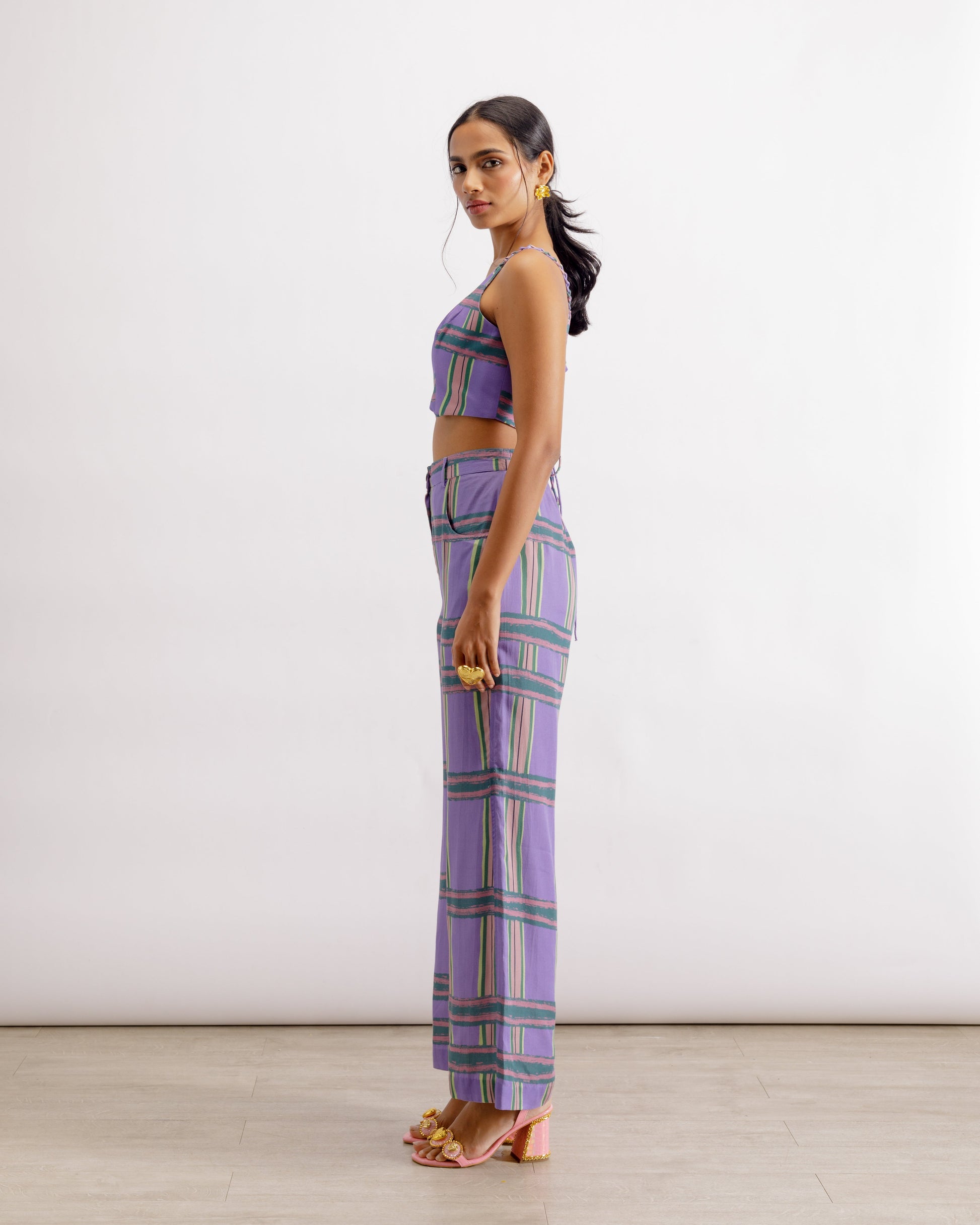 Purple Printed Corset and Pants