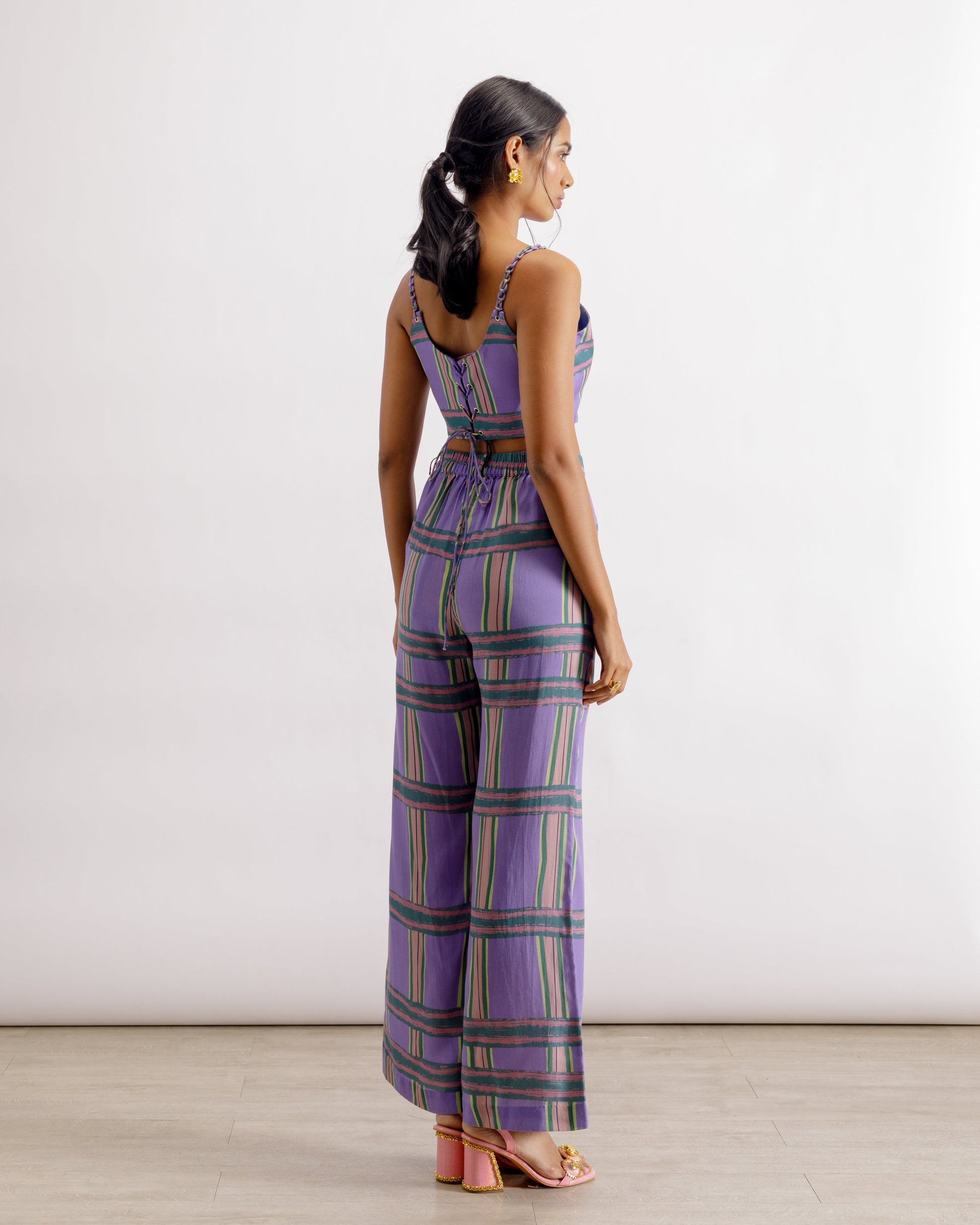Purple Printed Corset and Pants
