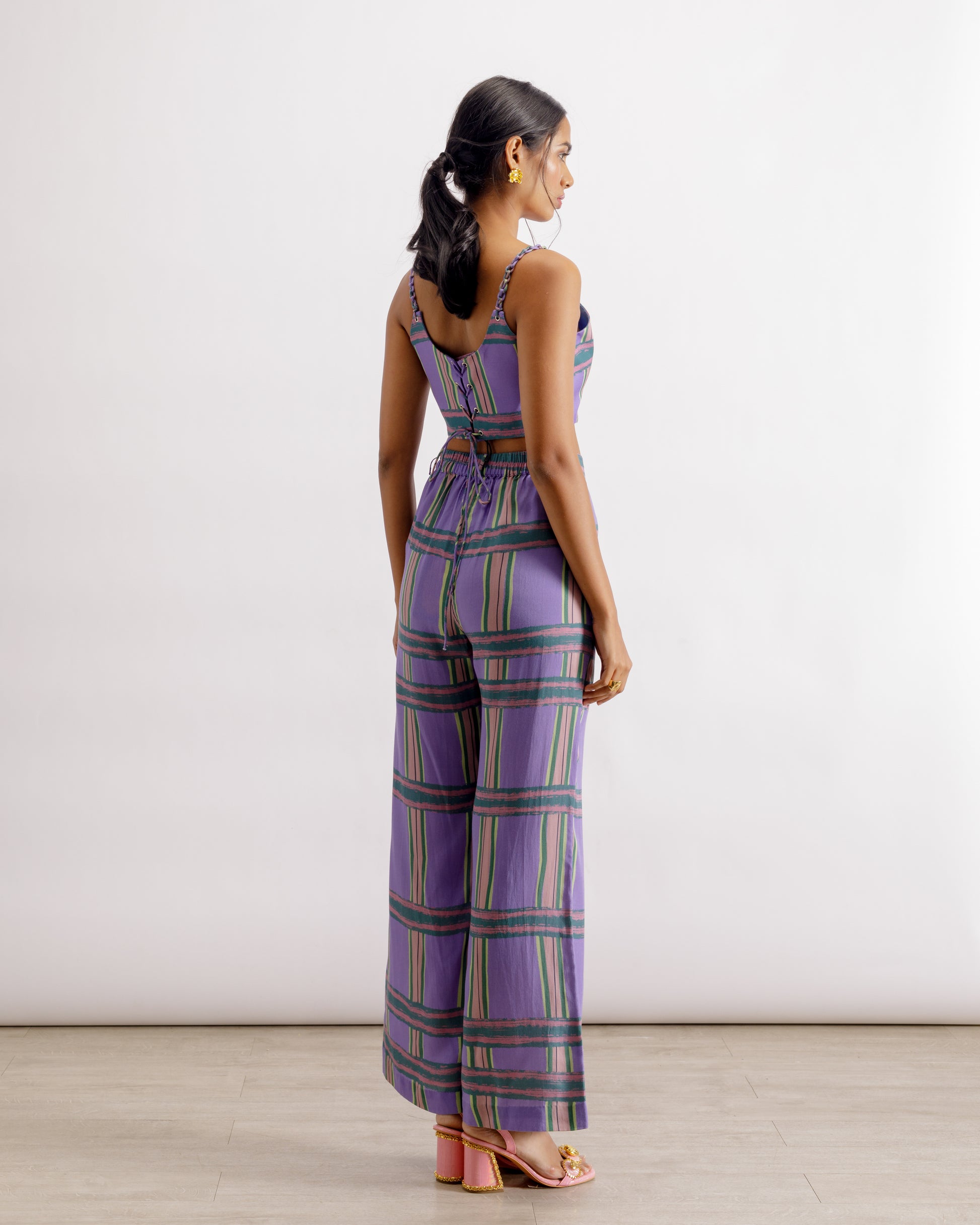 Purple Printed Corset and Pants