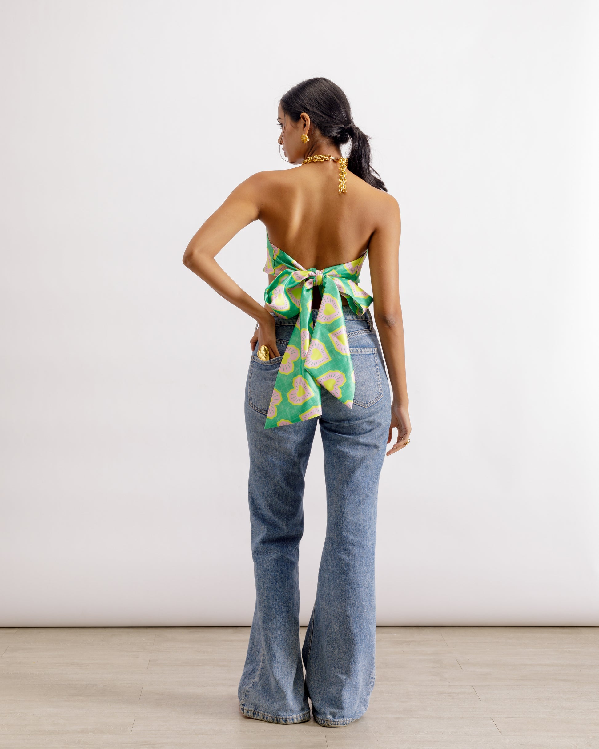 Crop Top With Tie Back | Green Ring Bralette | PAIVE