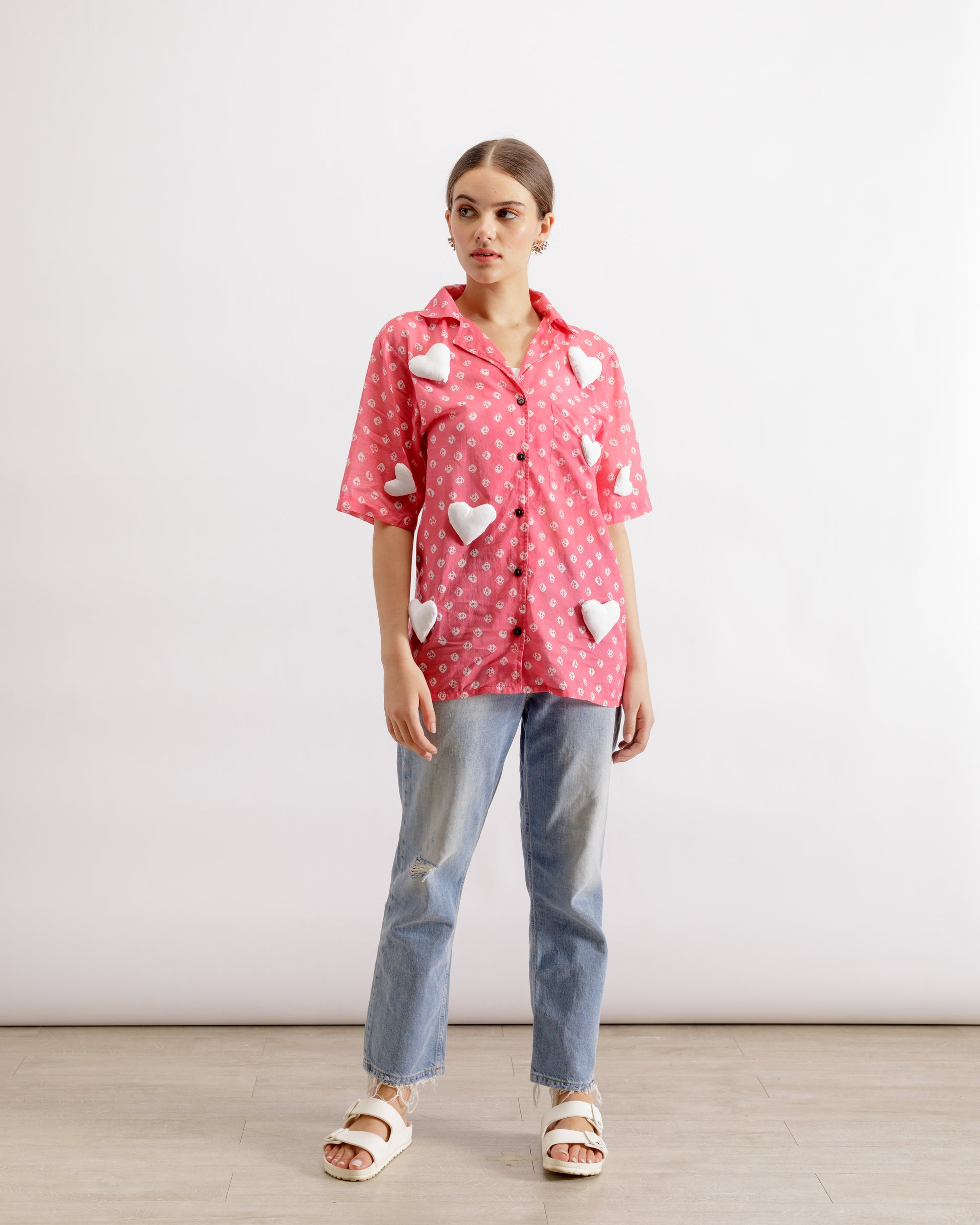 Button Up Shirts For Women | Cute Barbie Shirt - Pink & White | PAIVE