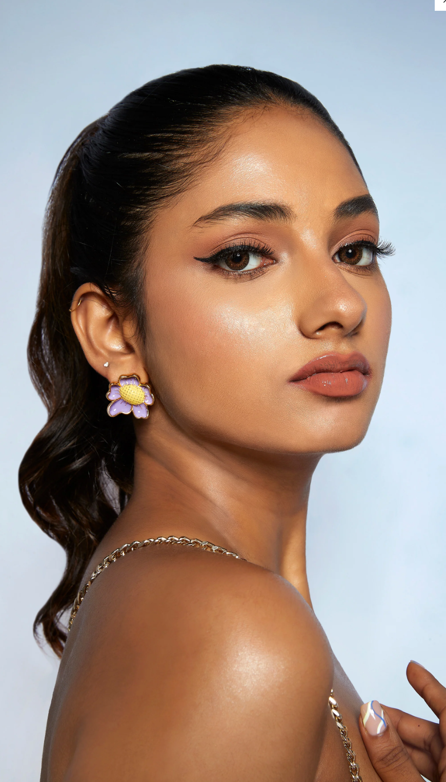 Floral Lavender Stud Earrings | Paive