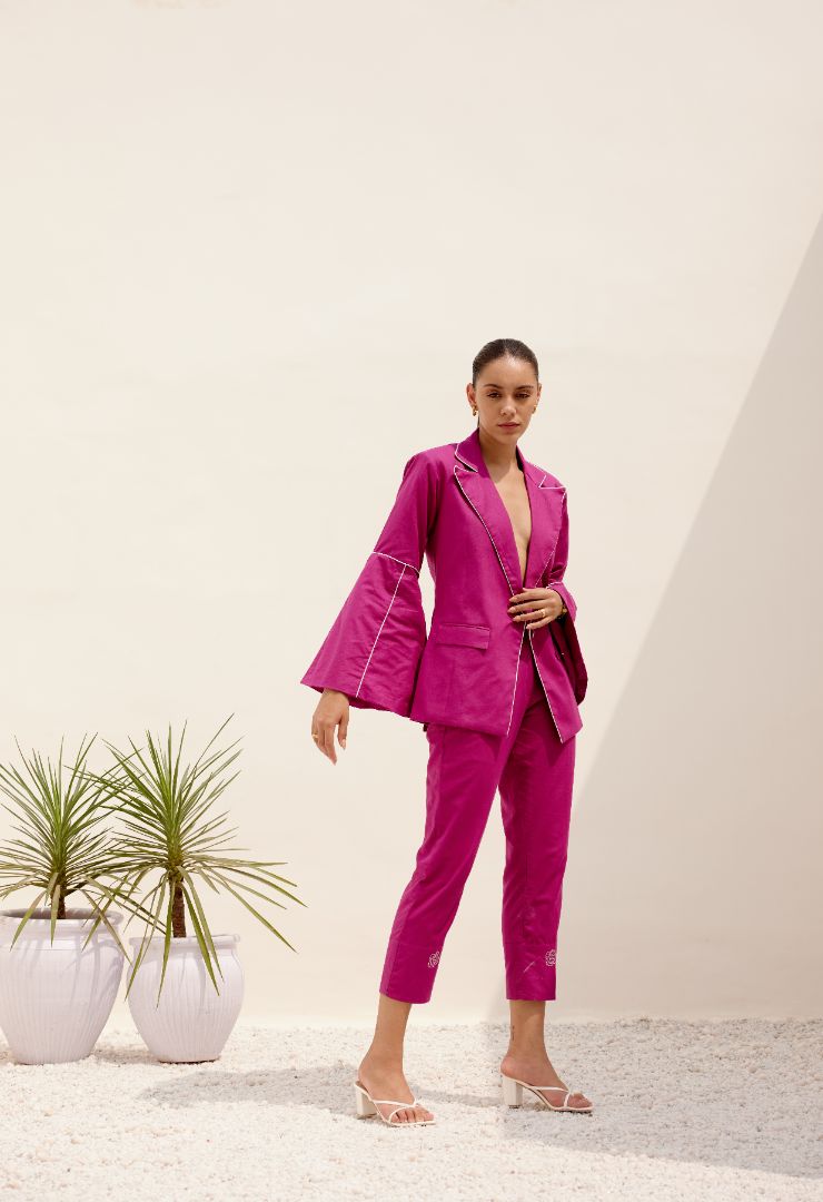 Pink Blazer Set + Pants side