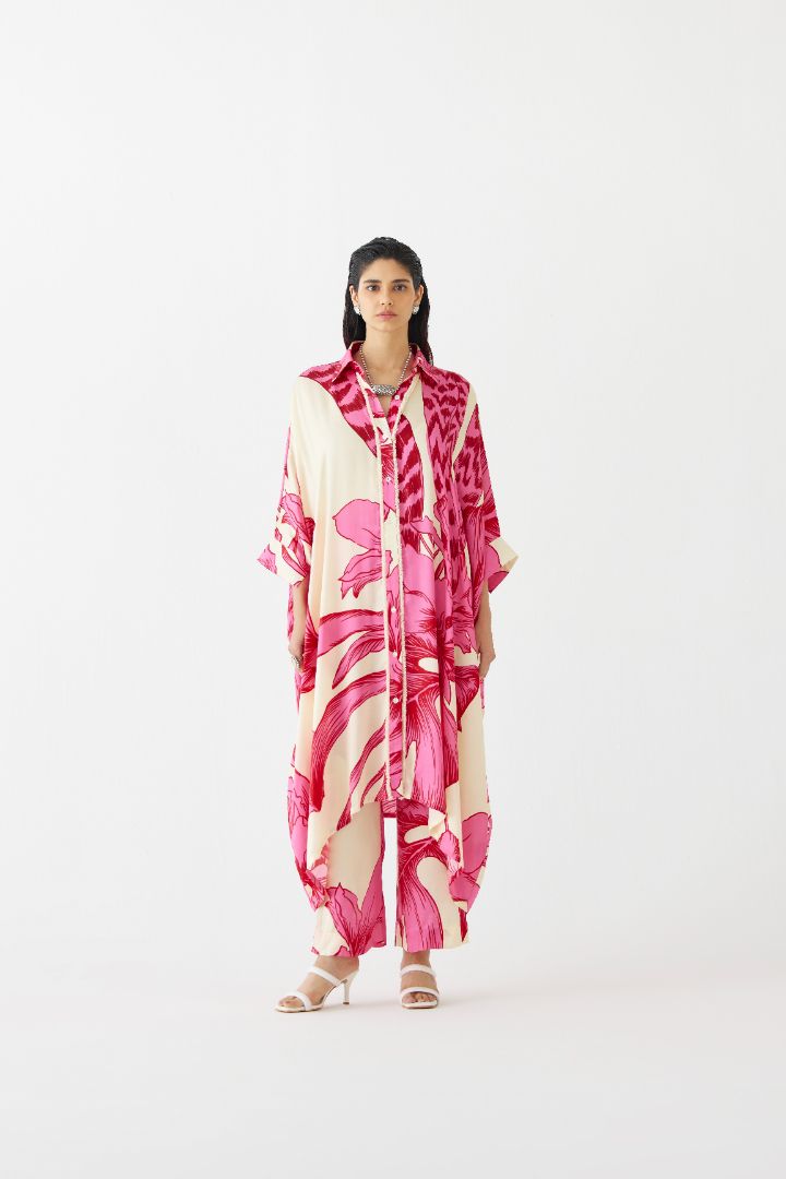 Pink Riad Kimono and Pants Set - front
