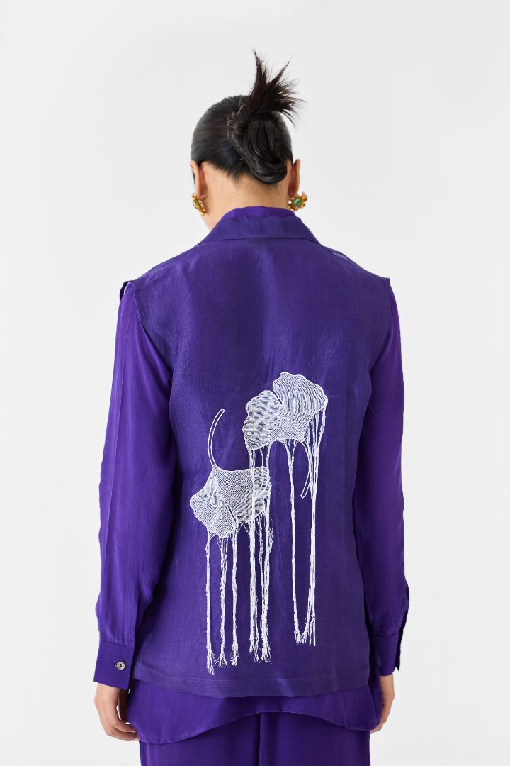 Purple Violet Organza Blazer Set