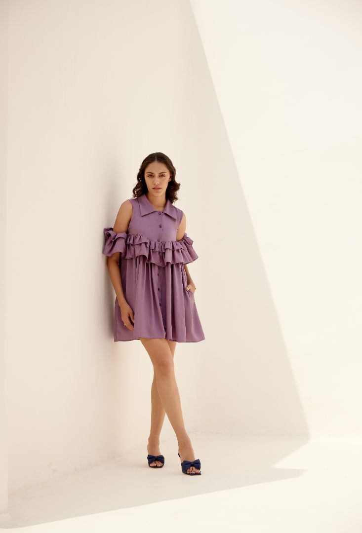 Purple satin dress 