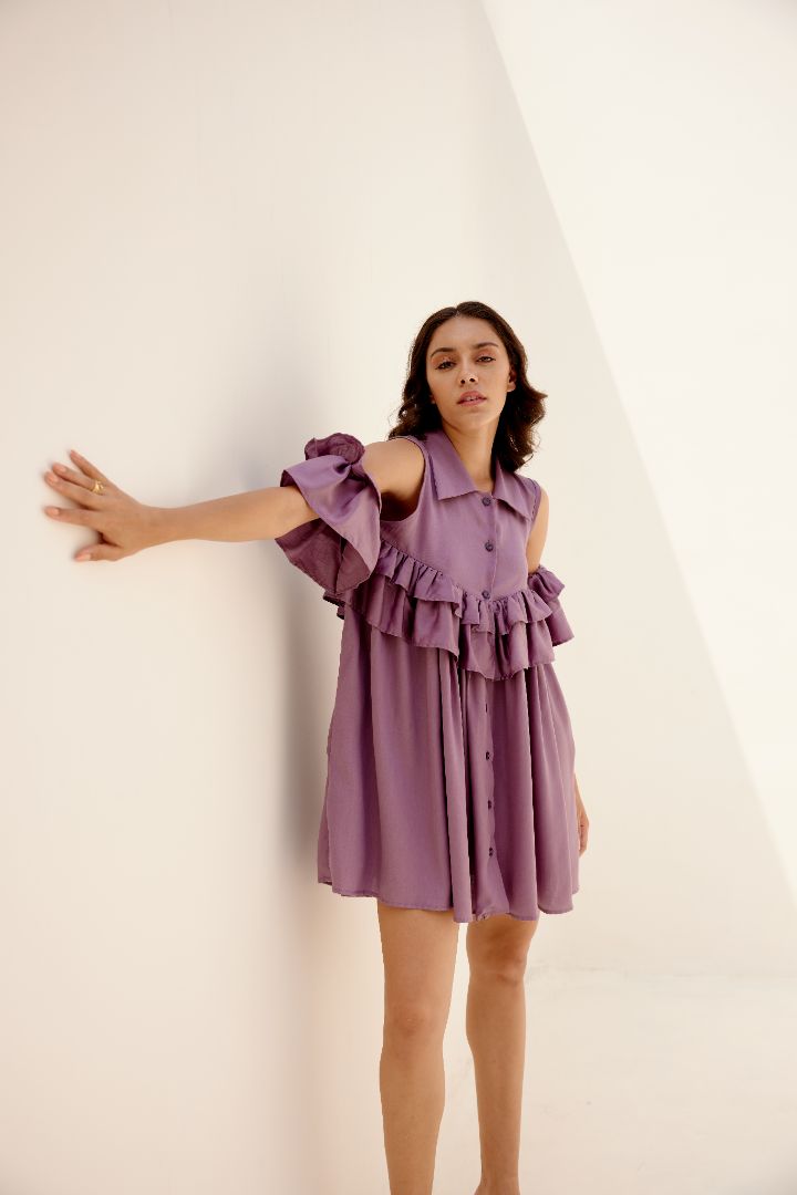 Purple satin dress 