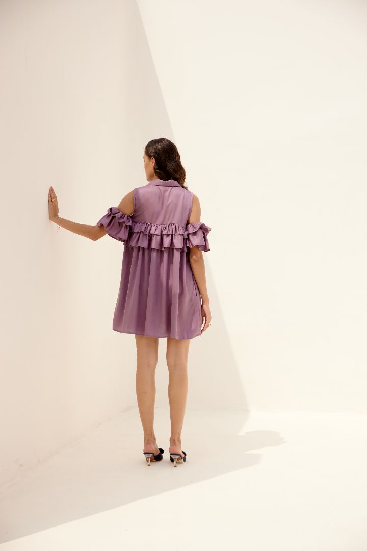 Purple satin dress back