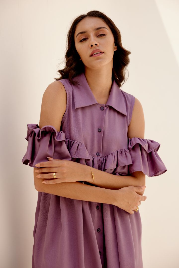 Purple satin dress 