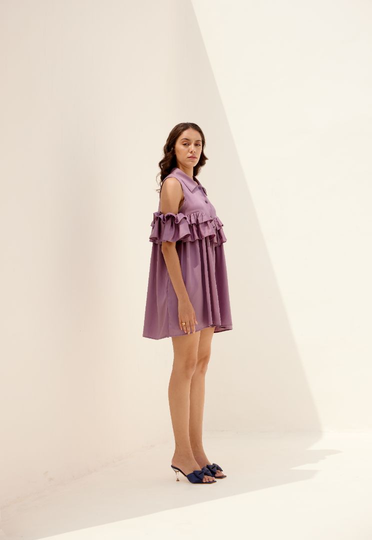 Purple satin dress side