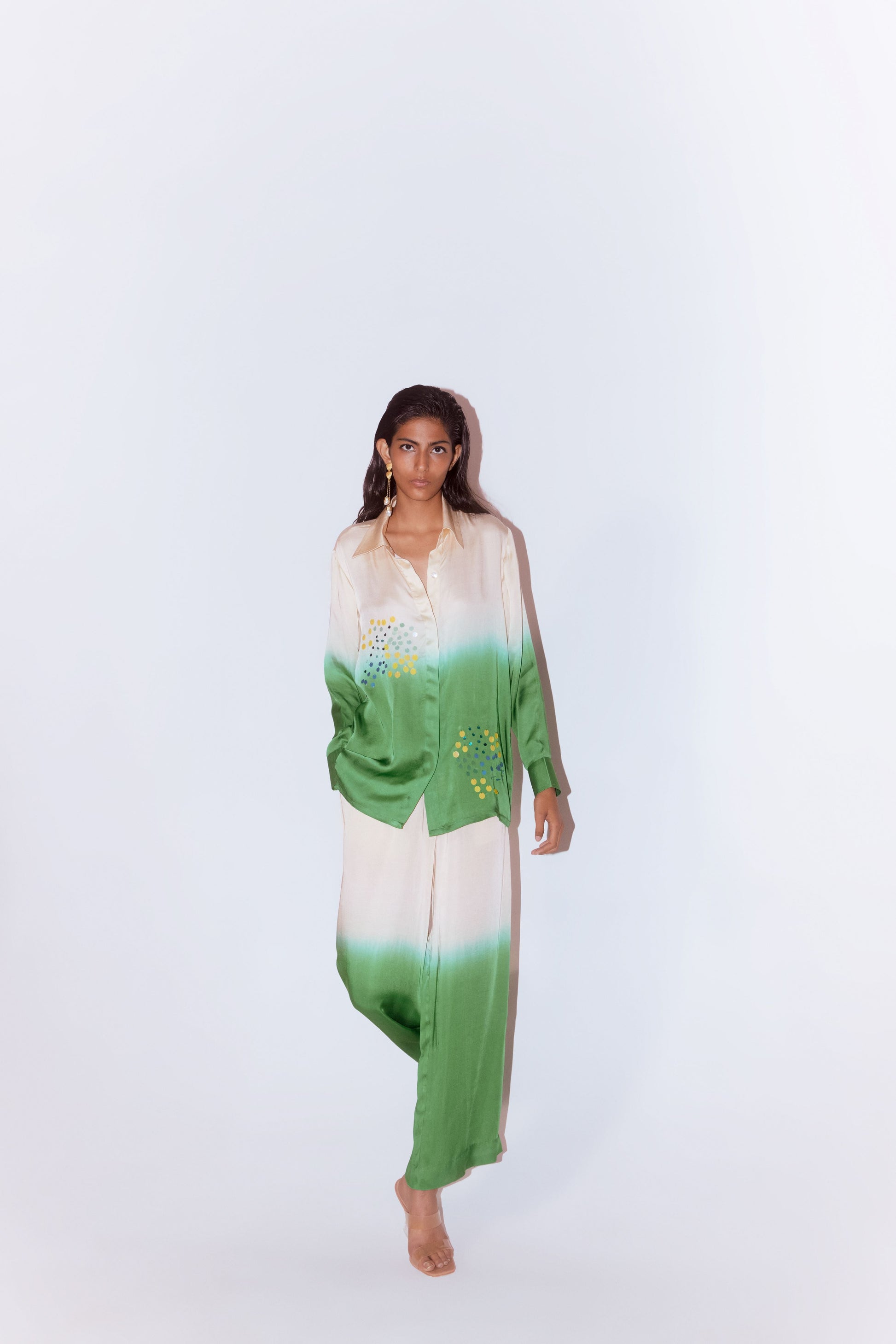 Green Berry Leheriya Shirt | Silk