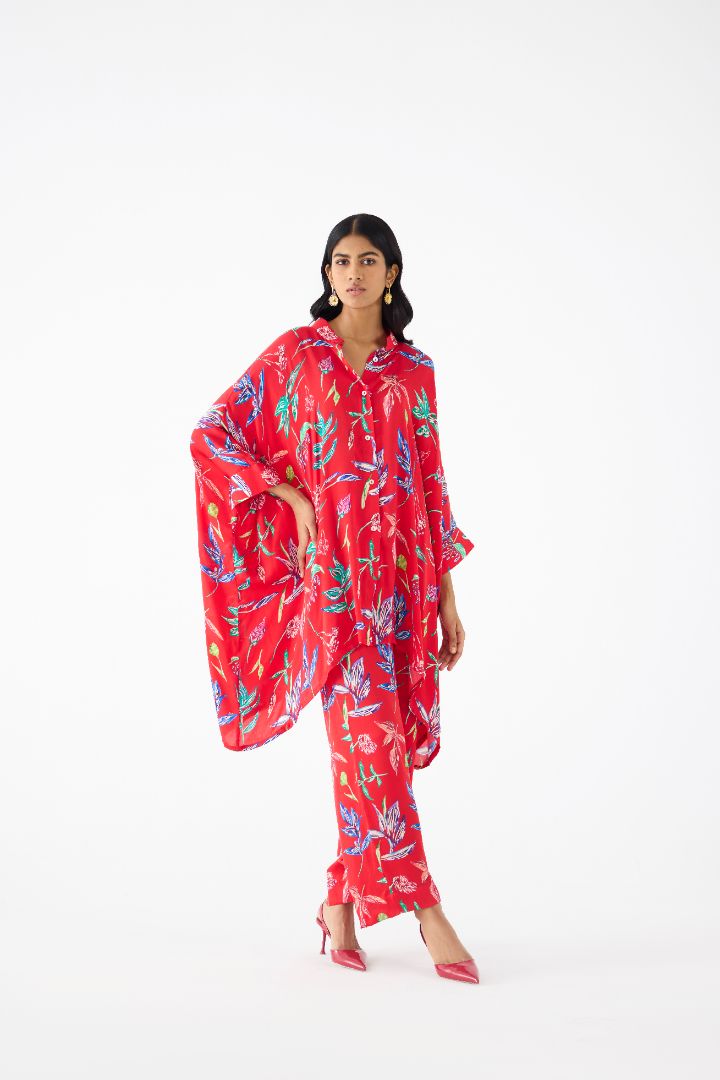 Red Botanica Short Kimono Set