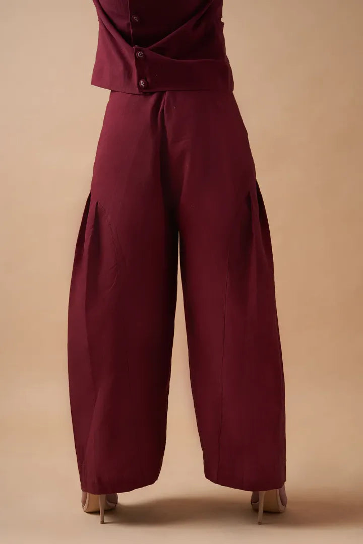 Red Khadi Blazer Set