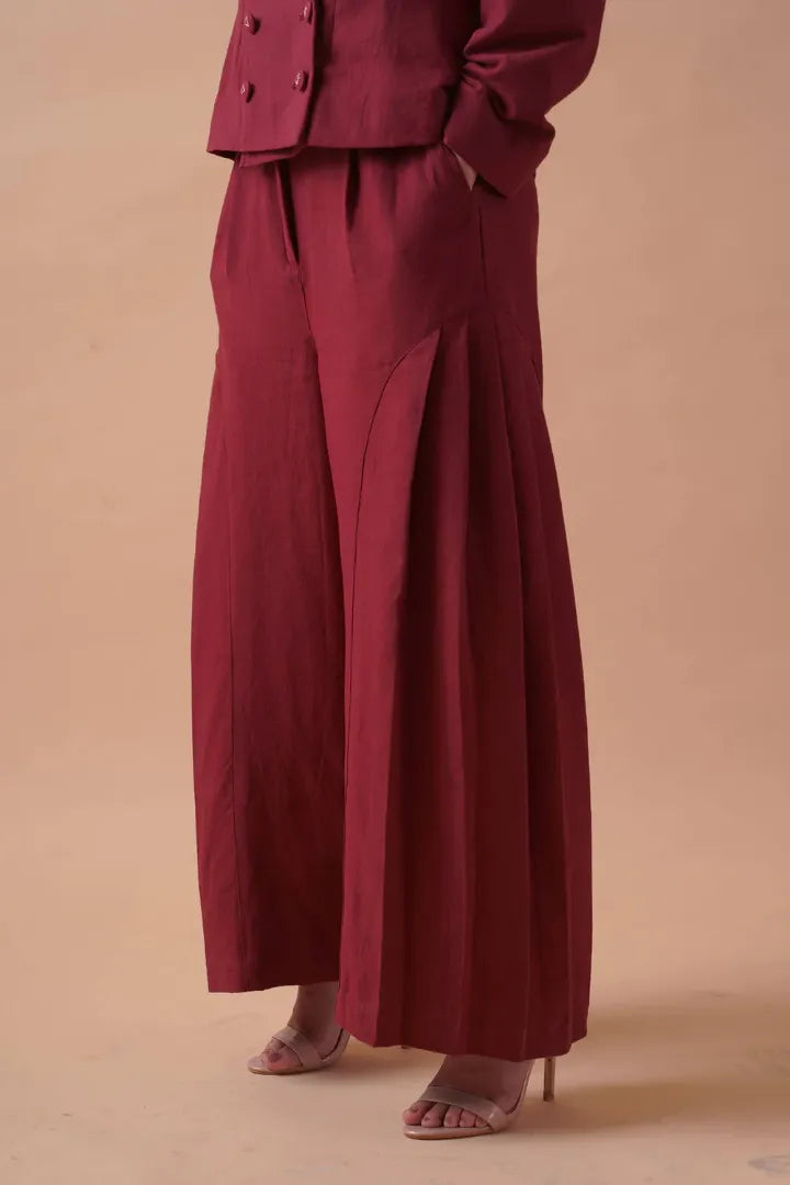 Red Khadi Blazer pants