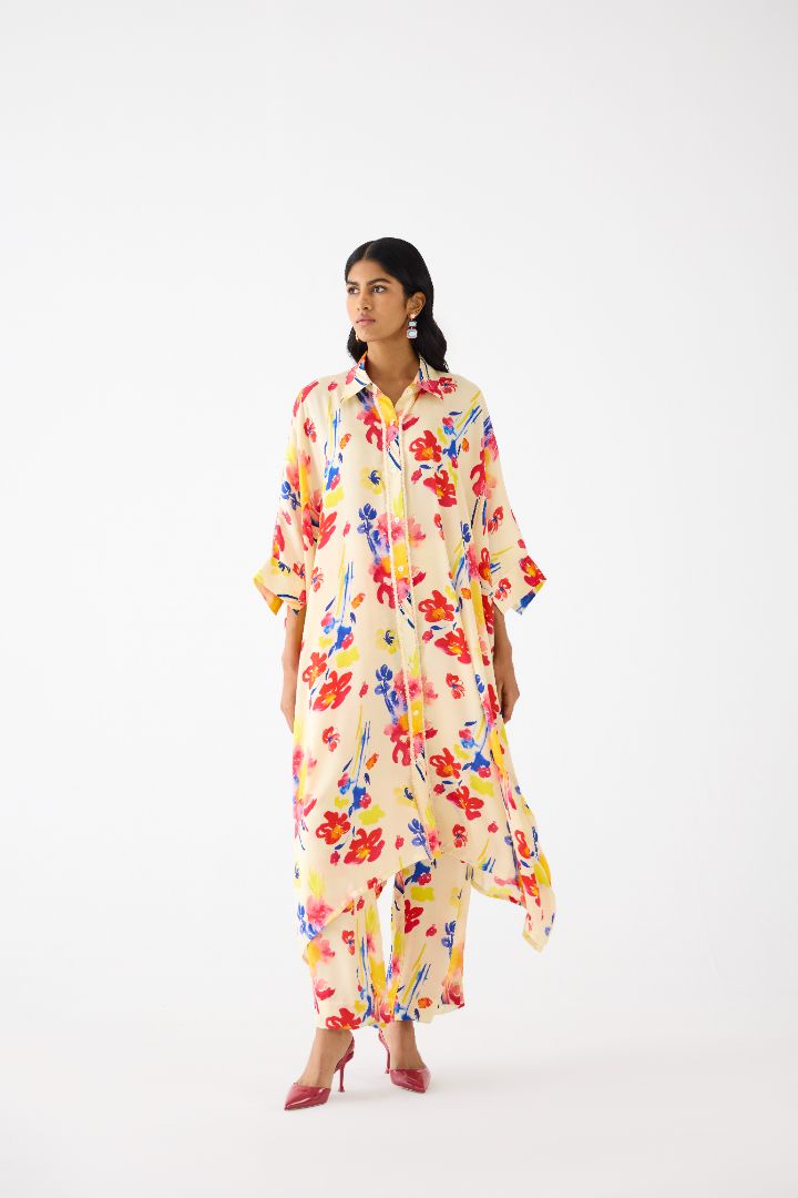 Riad Button Down Kimono and Pants Set front