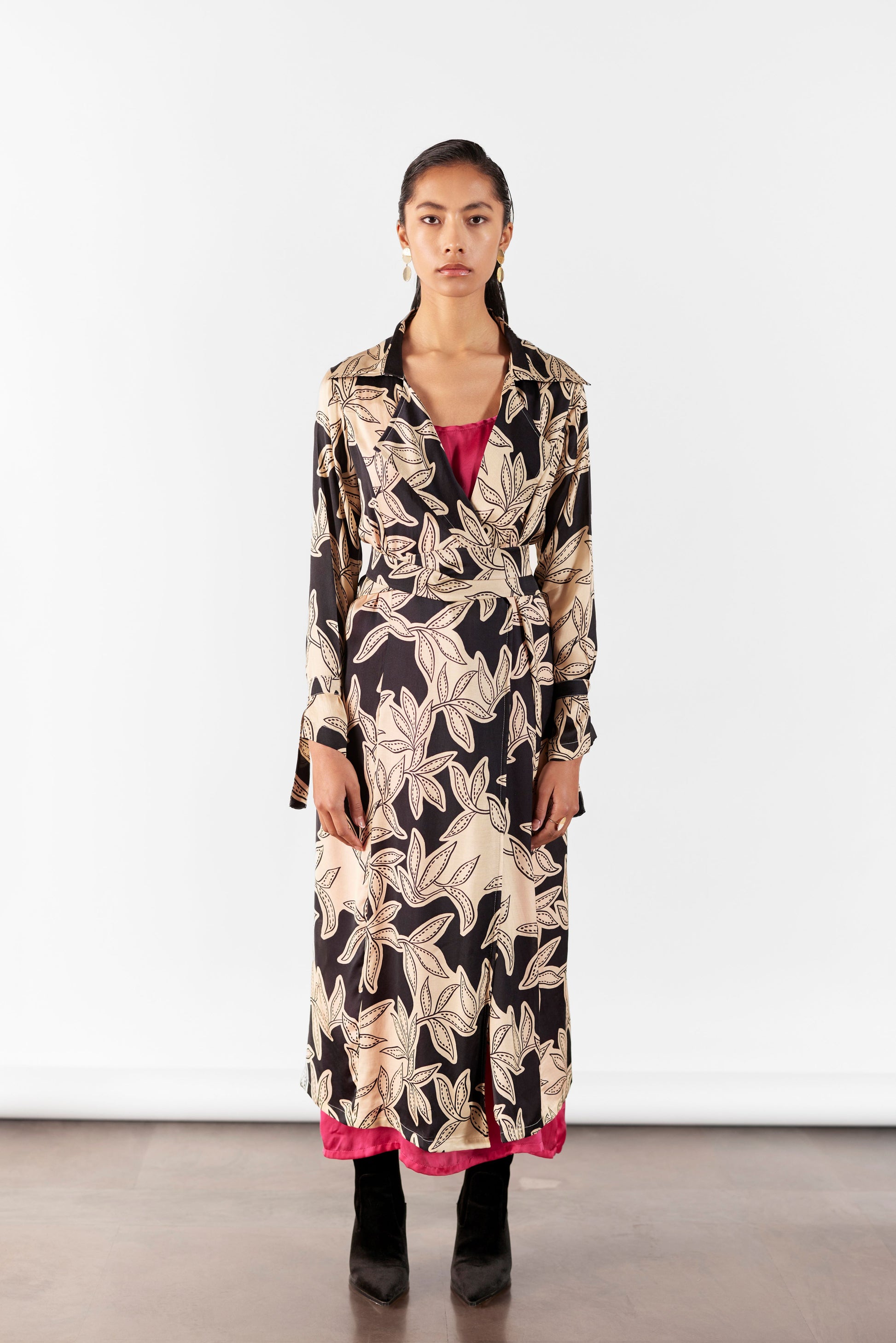 Hazel Trench With Pink Contrast Dress | Silk