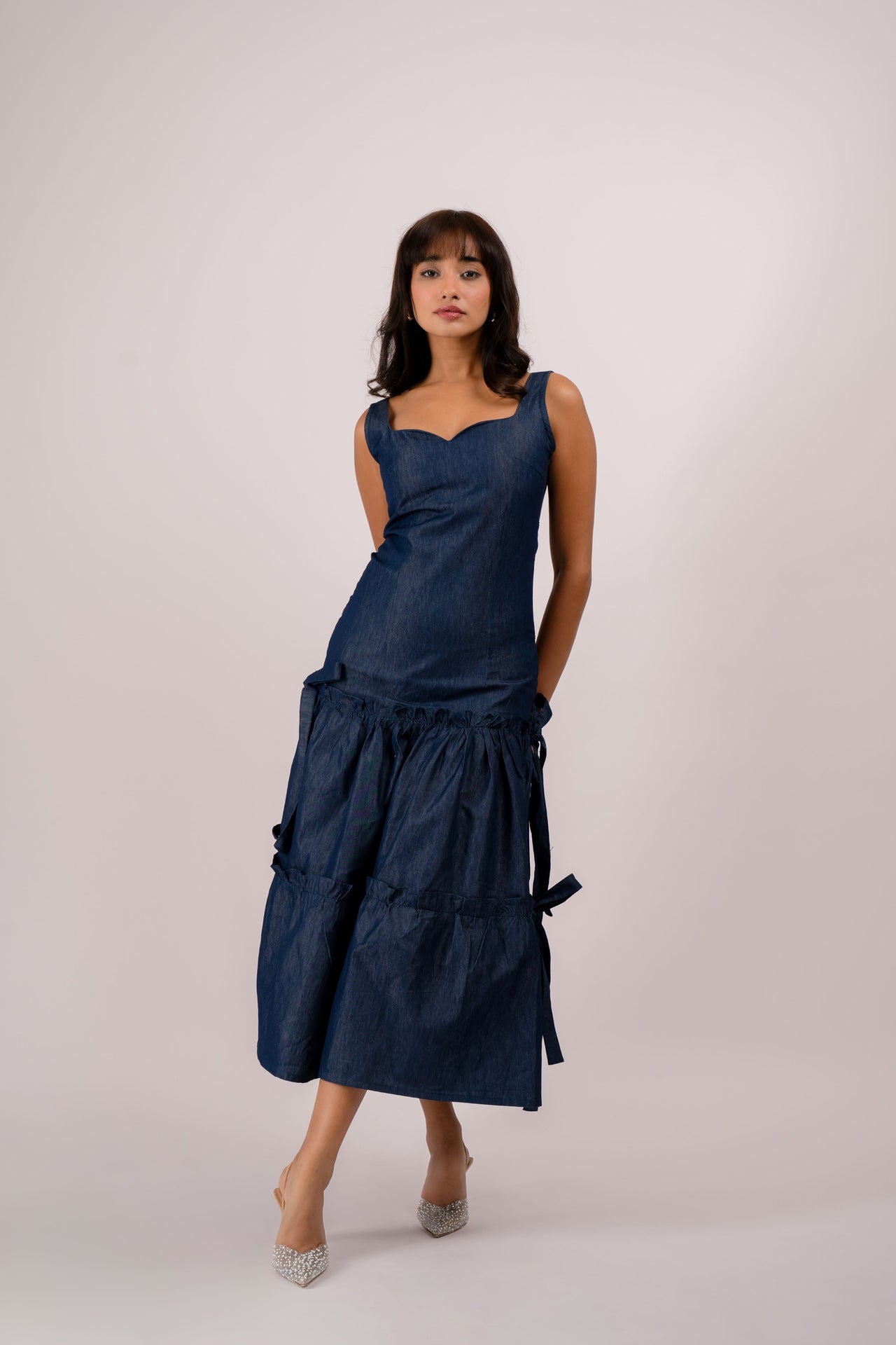 Navy Blue Wave Kissed Dress