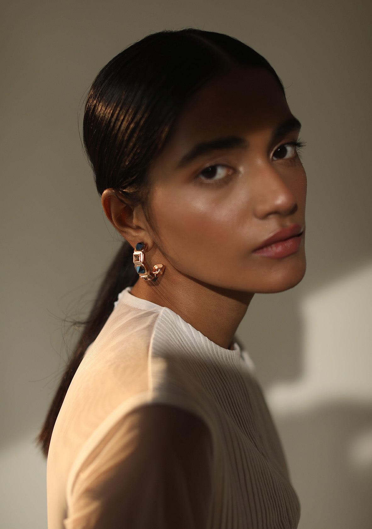Gold Swarovski Crystals and Brass Alloy Hoops