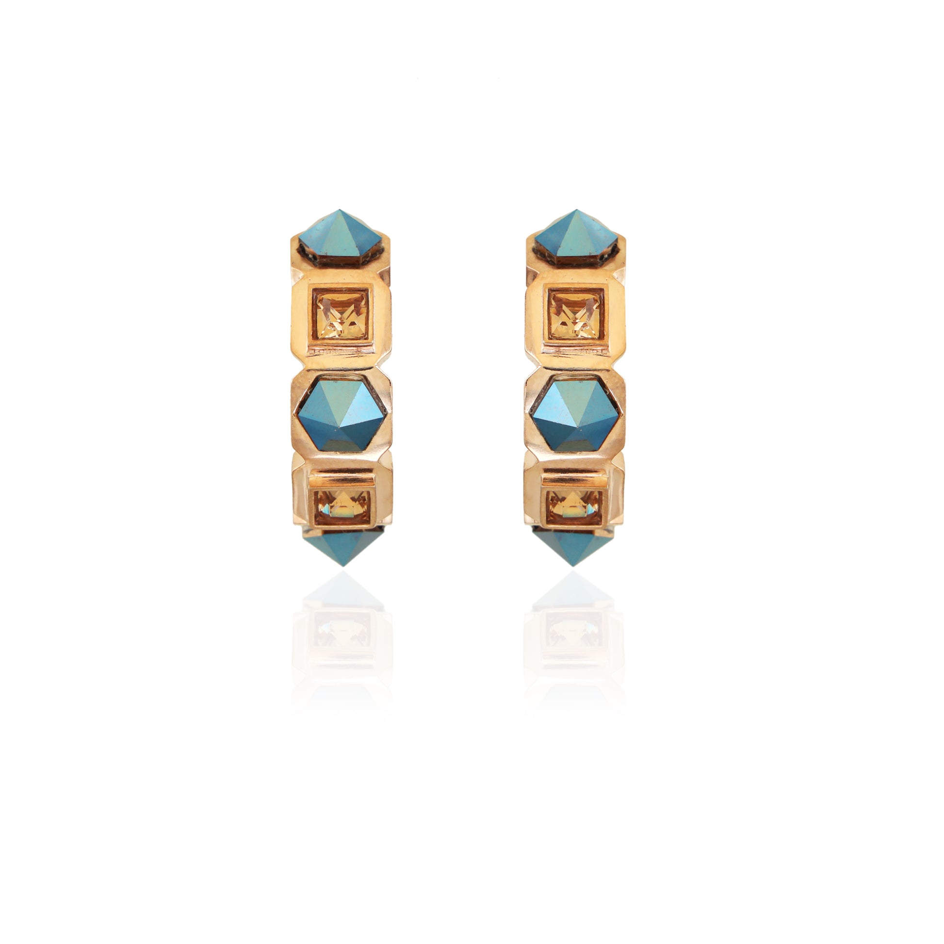 Gold Swarovski Crystals and Brass Alloy Hoops