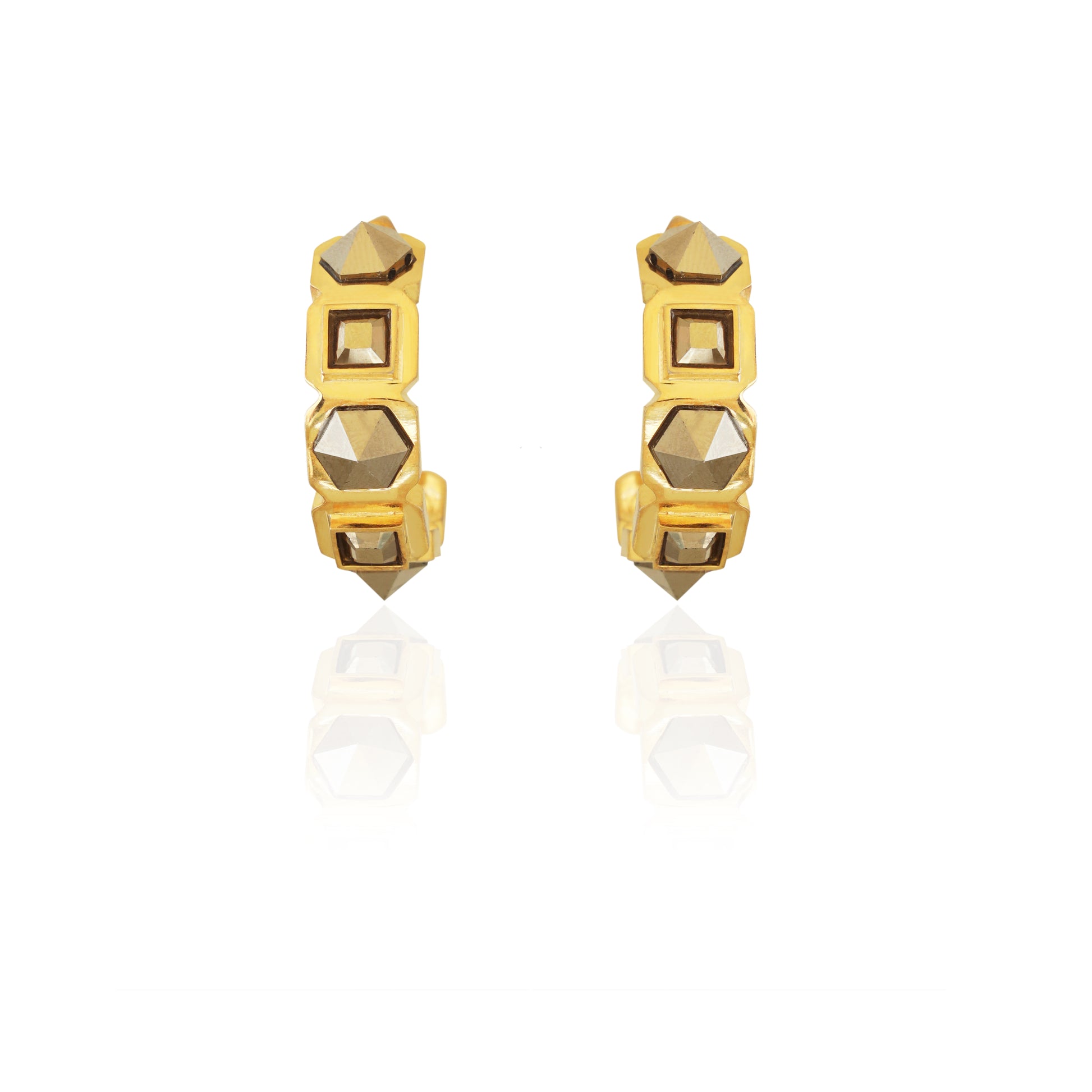 Gold Swarovski Crystals and Brass Alloy Hoops