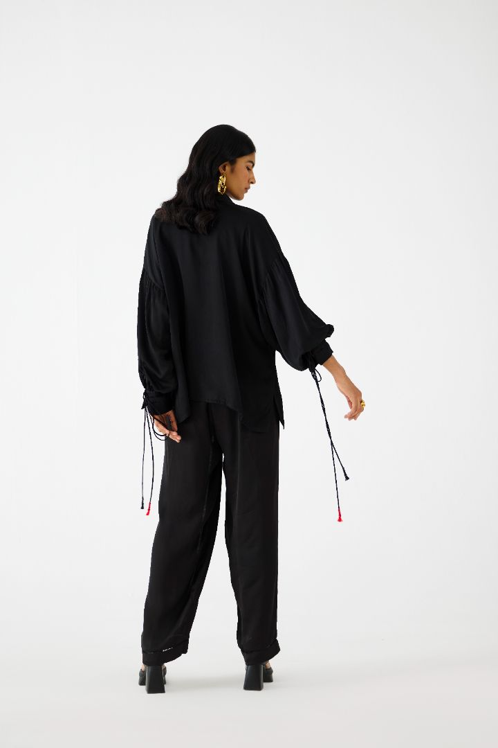 Zulu Linen Shirt and Pants Set Black back