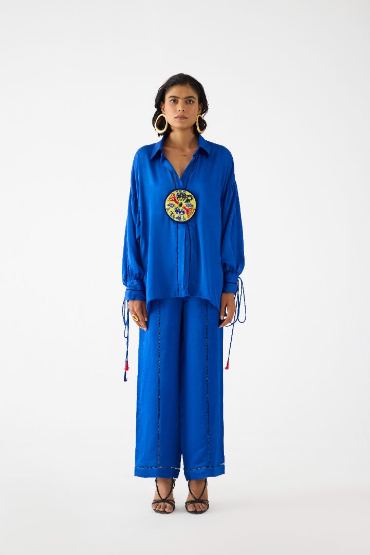 Zulu Linen Shirt and Pants Set Blue