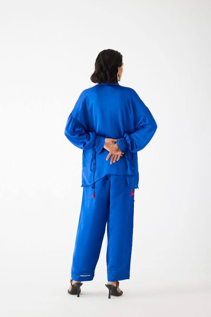Zulu Linen Shirt and Pants Set Blue back