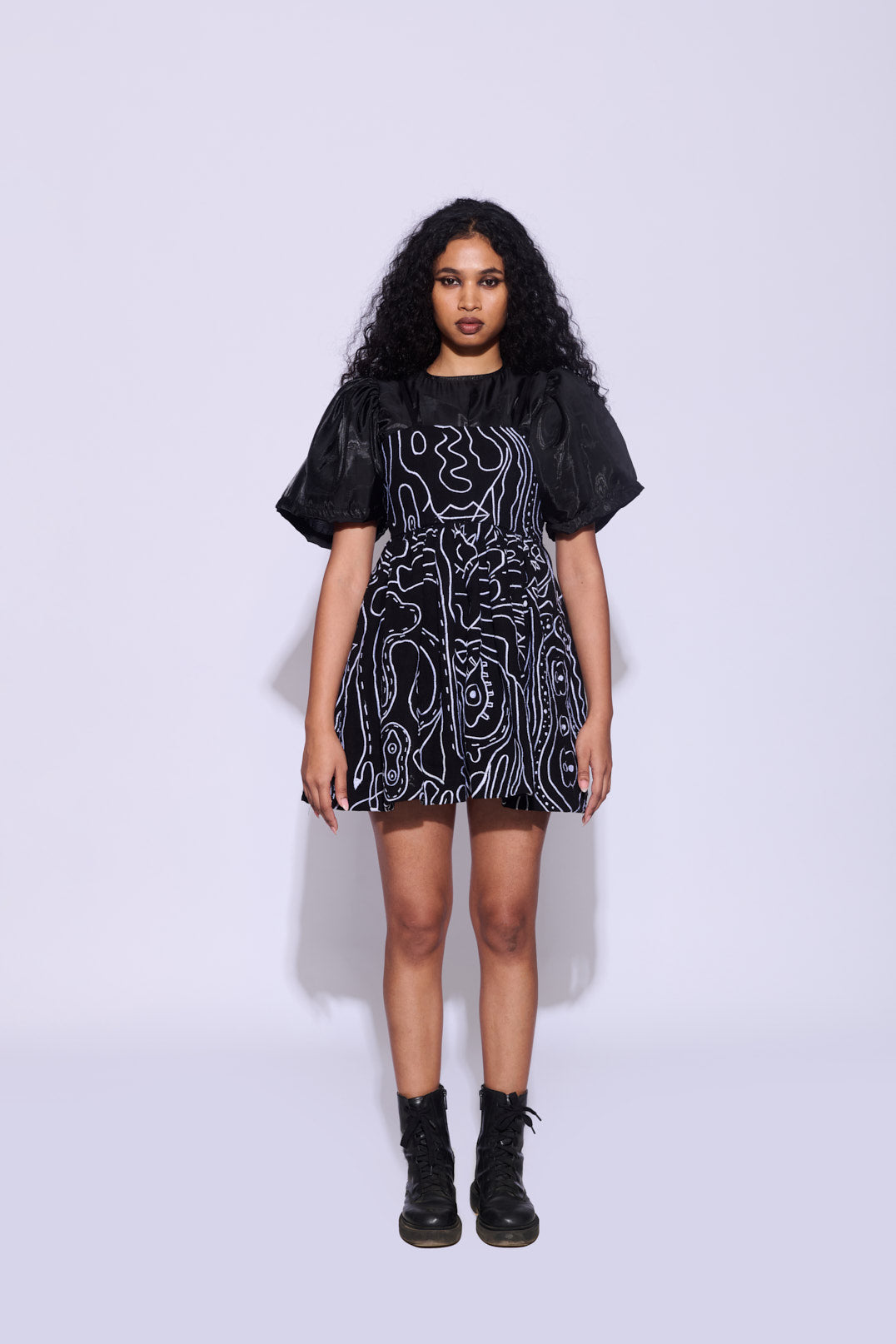 black embroidered denim dress FF