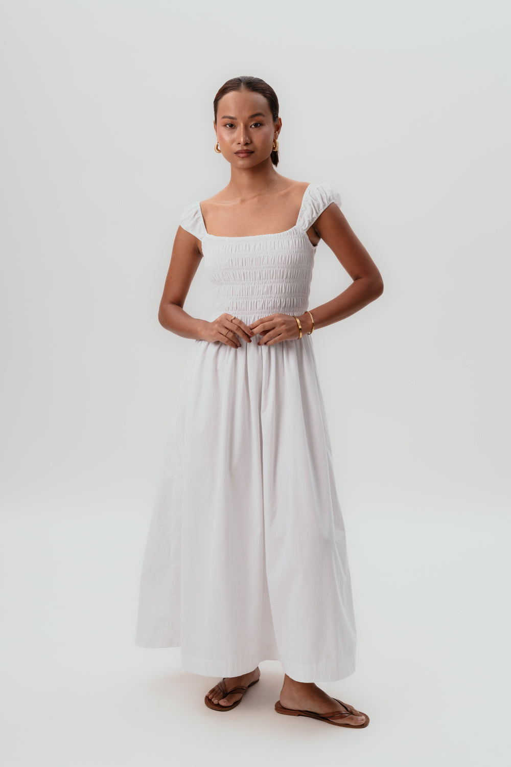 White Maxi Dress | Cotton | Summer Dress | Smocked Detailing