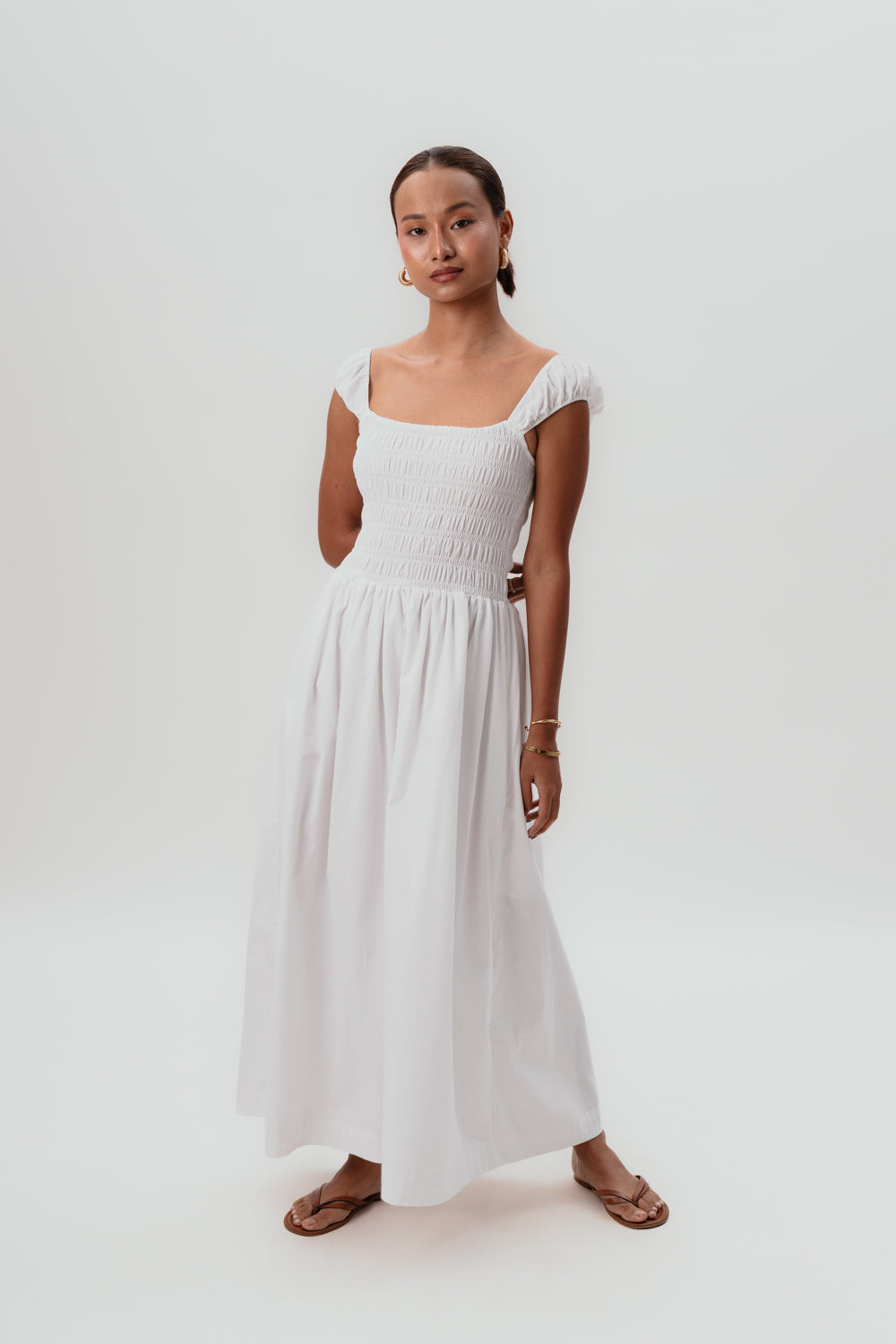 White Maxi Dress | Cotton | Summer Dress | Smocked Detailing