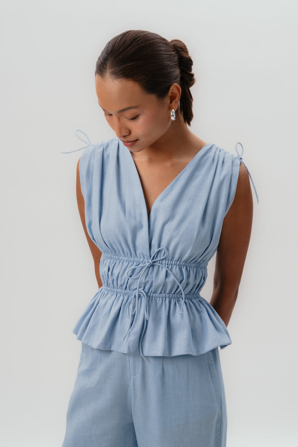 Blue Sleeveless Top | Linen | Summer Tops