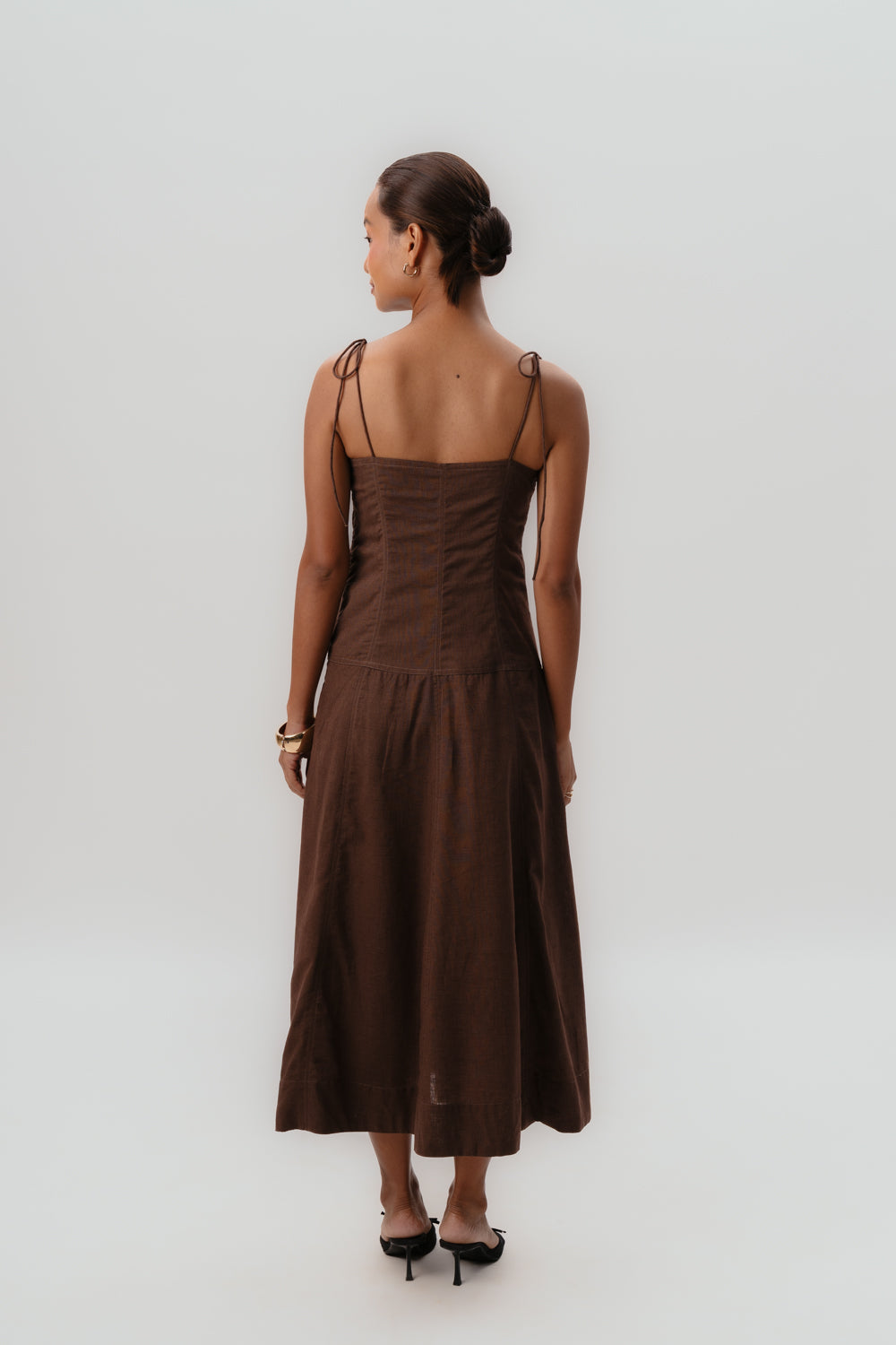 Brown Tie-Up Dress | Maxi Dress | Linen