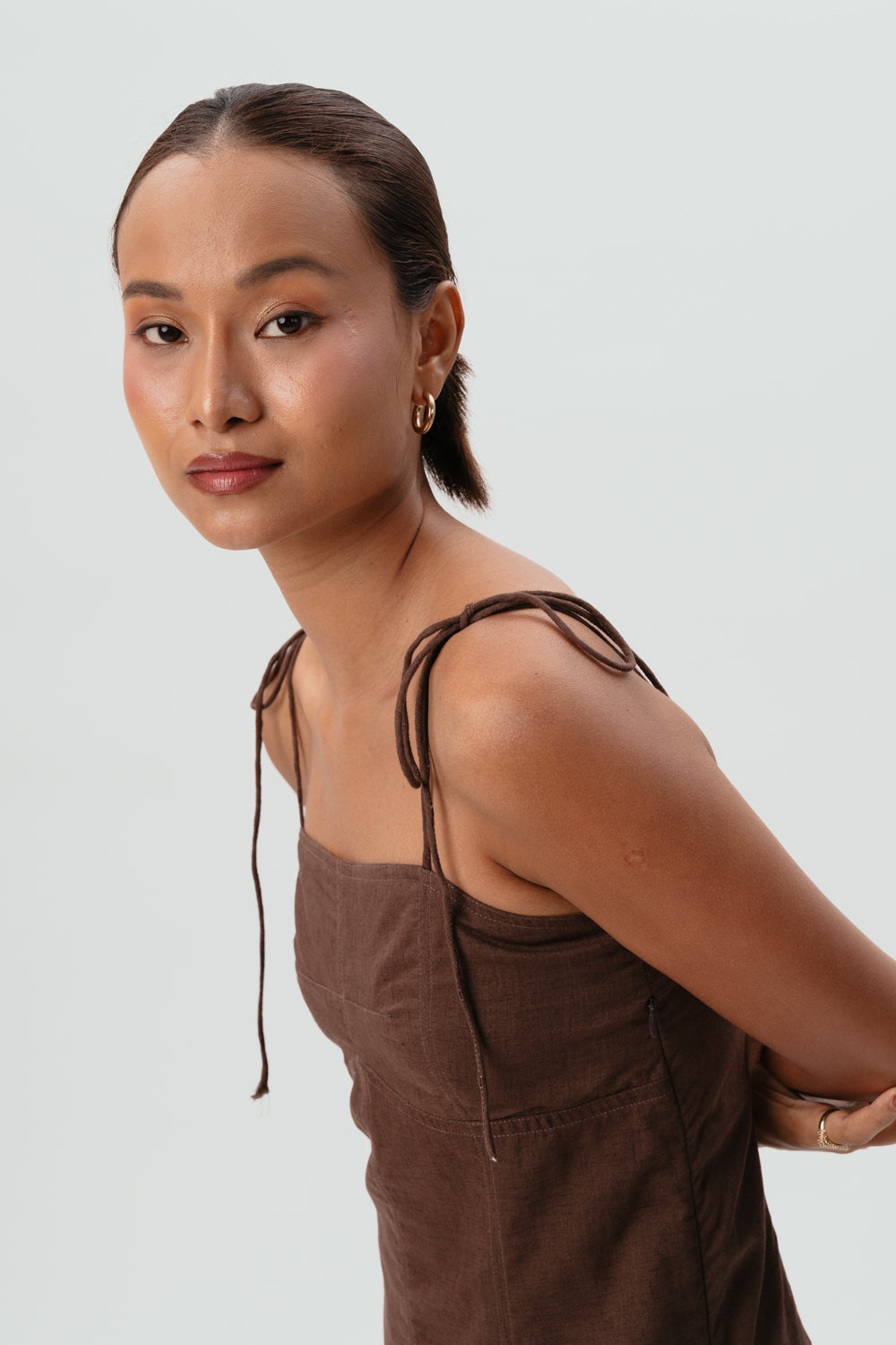 Brown Tie-Up Dress | Maxi Dress | Linen