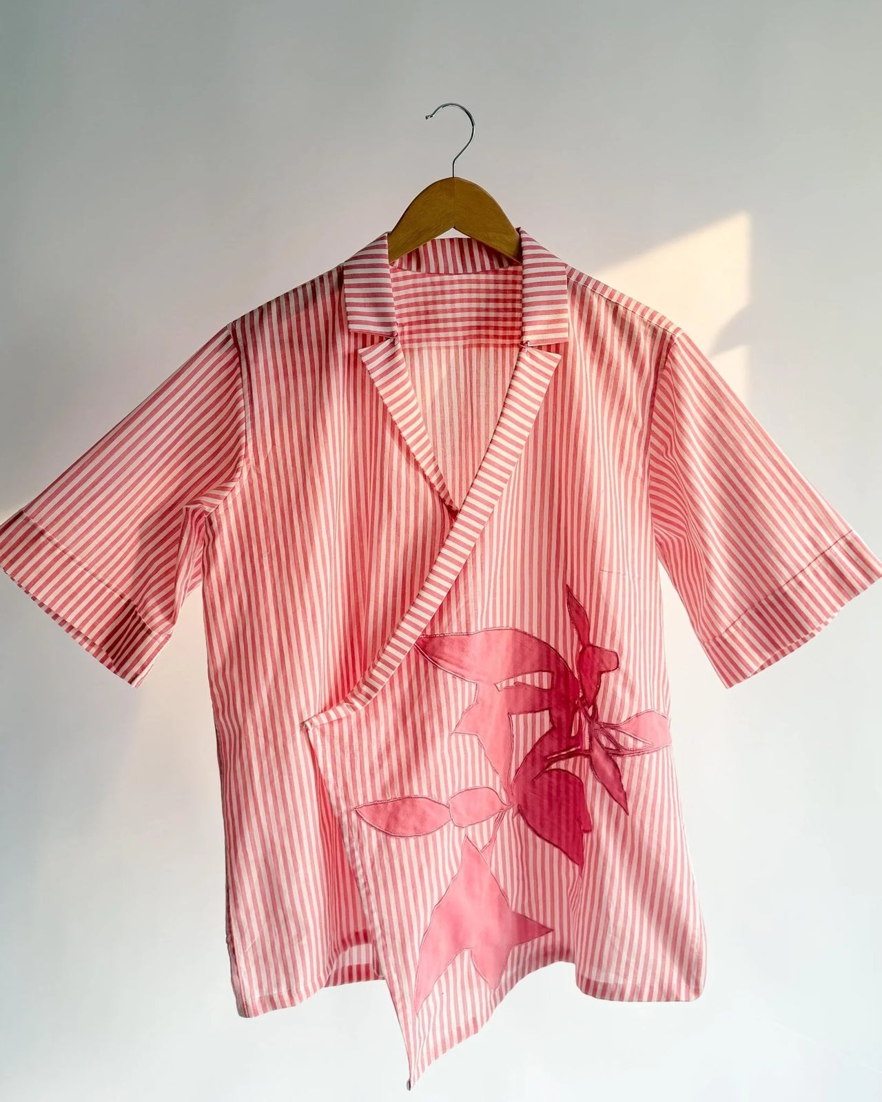 Pink Striped Assymetrical Shirt
