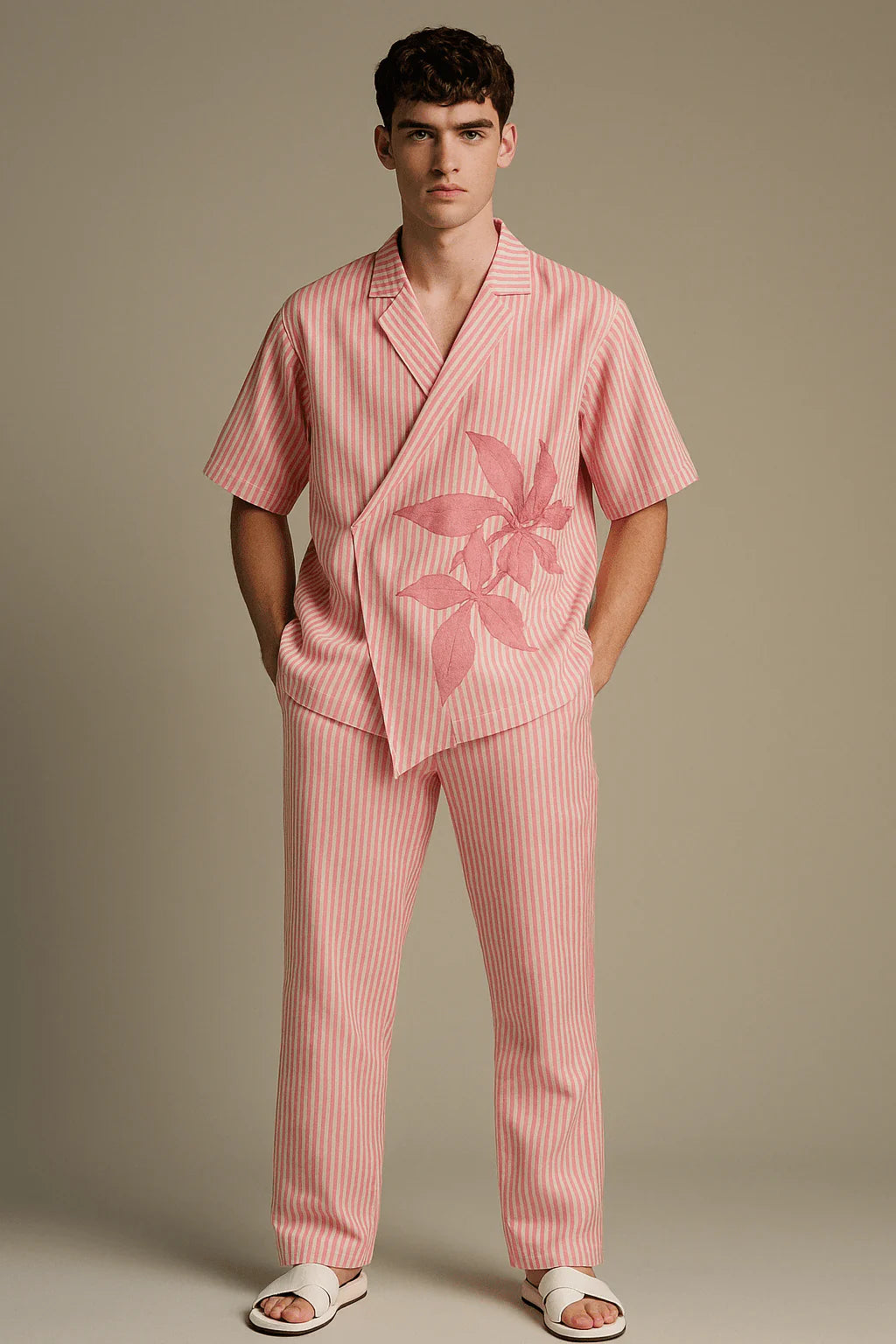 Pink Striped Assymetrical Shirt