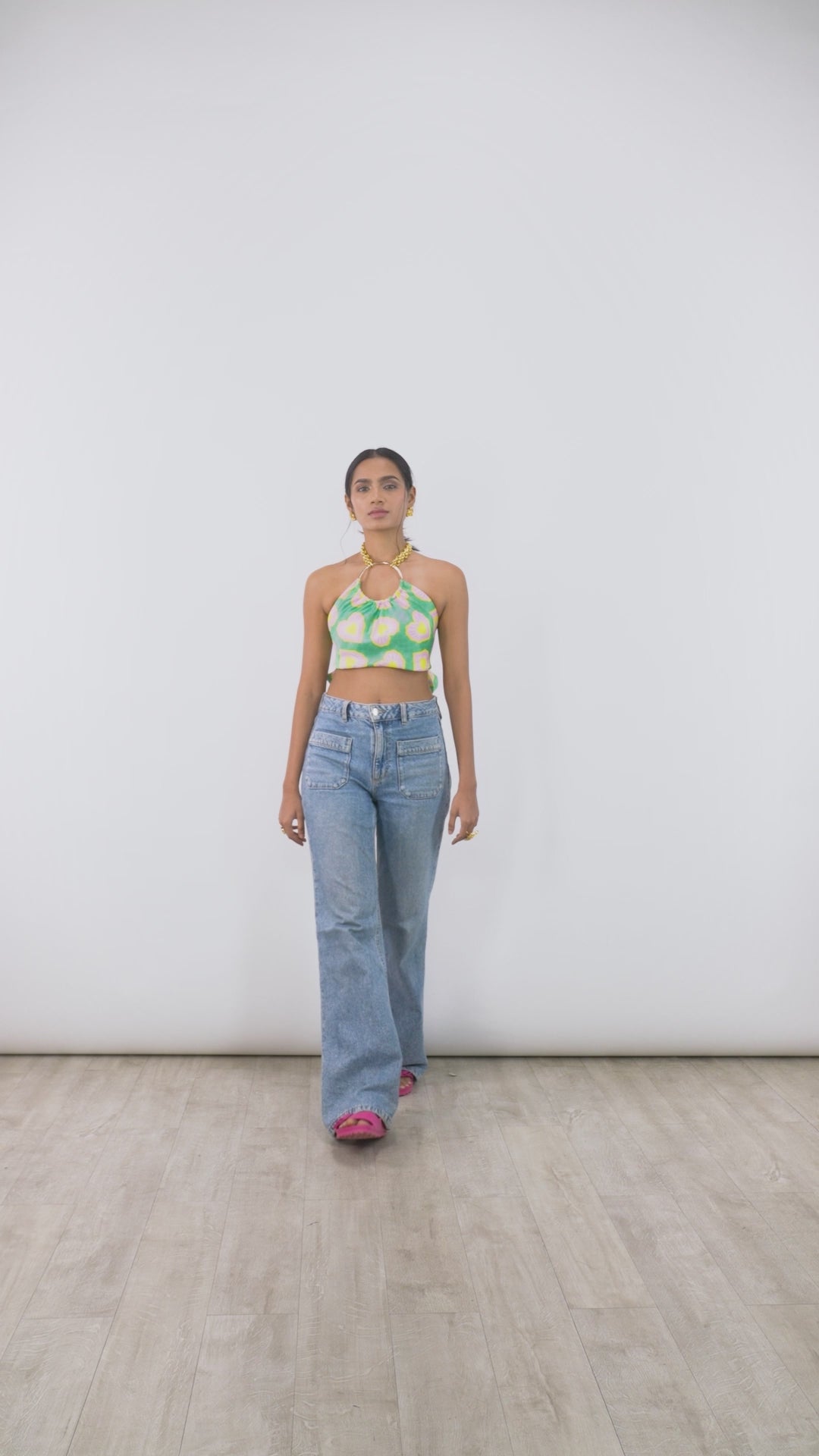 Crop Top With Tie Back | Green Ring Bralette | PAIVE