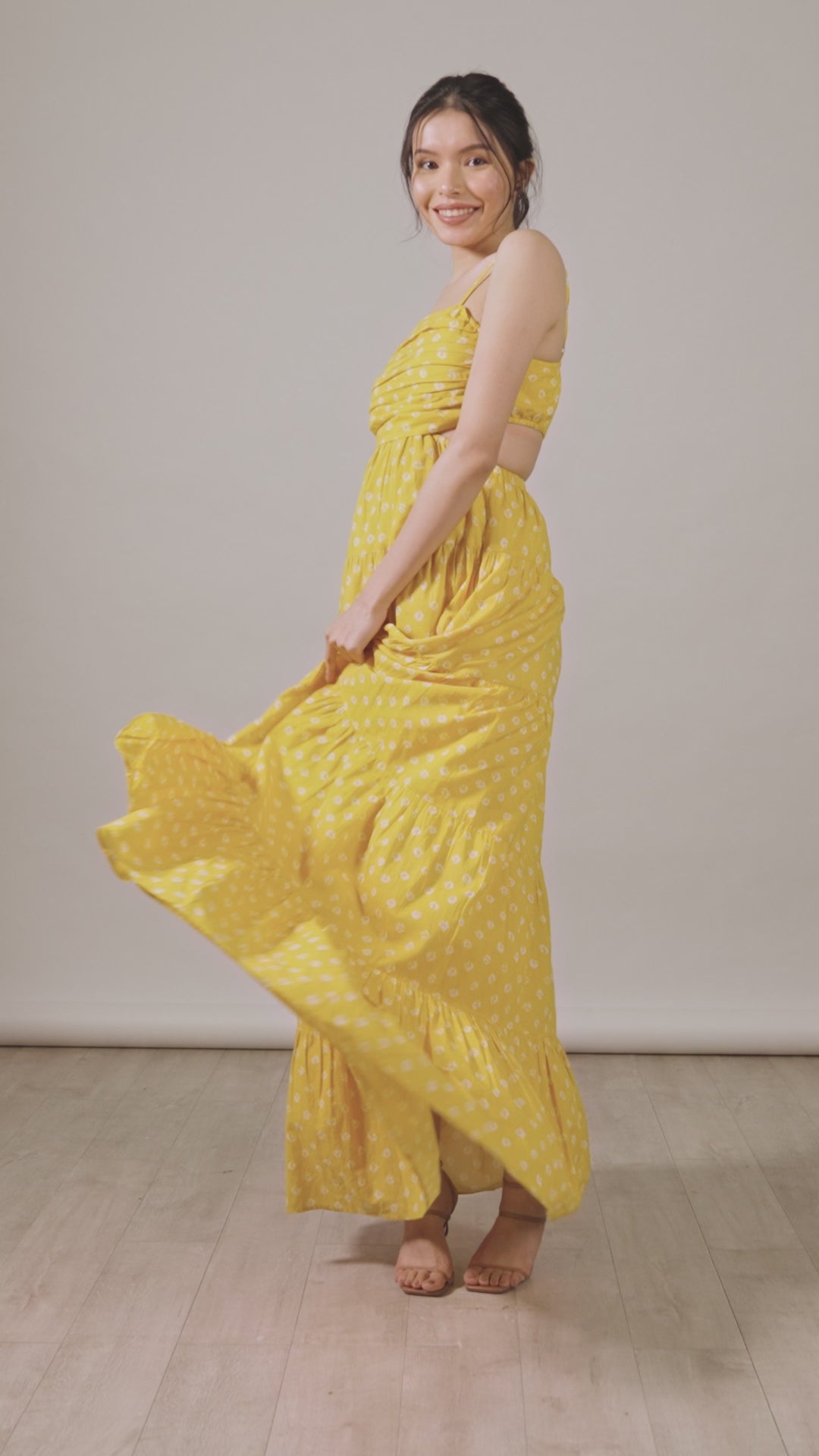 Yellow Motichoor Dress | Adjustable Straps