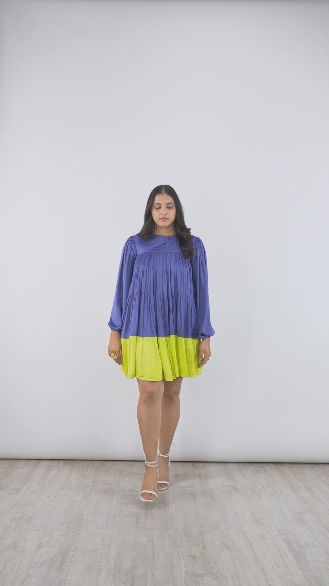 Blue-Neon Gather Short Dress | Gather Short Dress | PAIVE