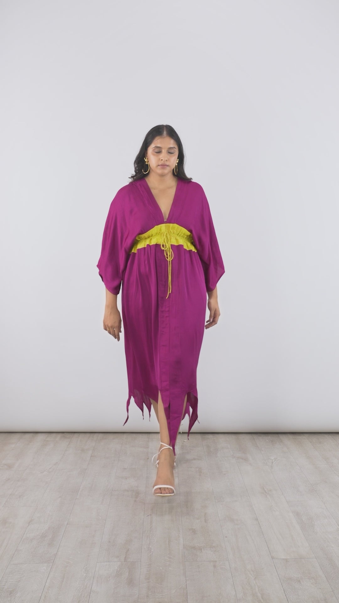 Wine Neon Asymmetrical Cape - Pink - Modal Silk | swim coverup
