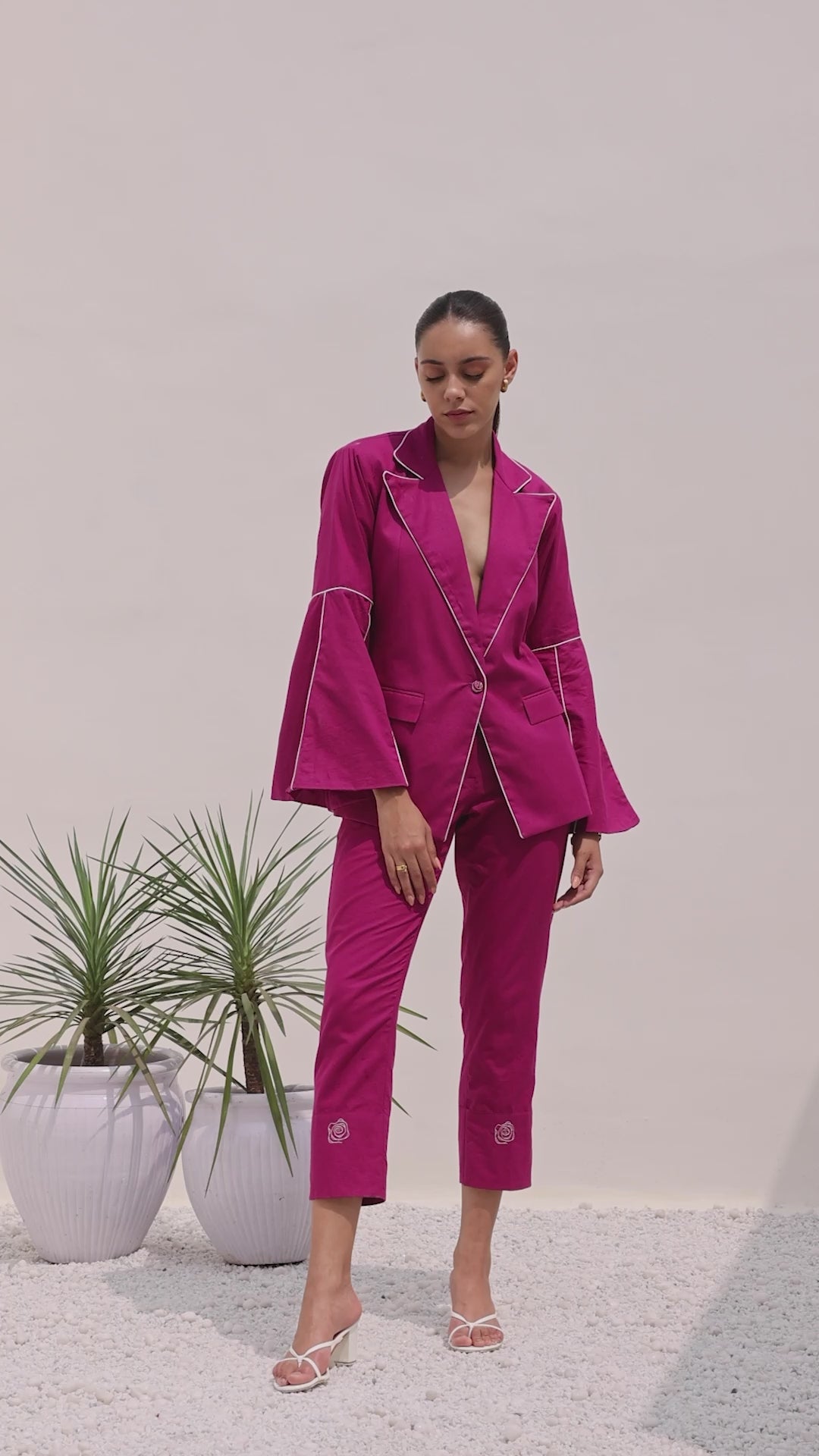 close up pink blazer