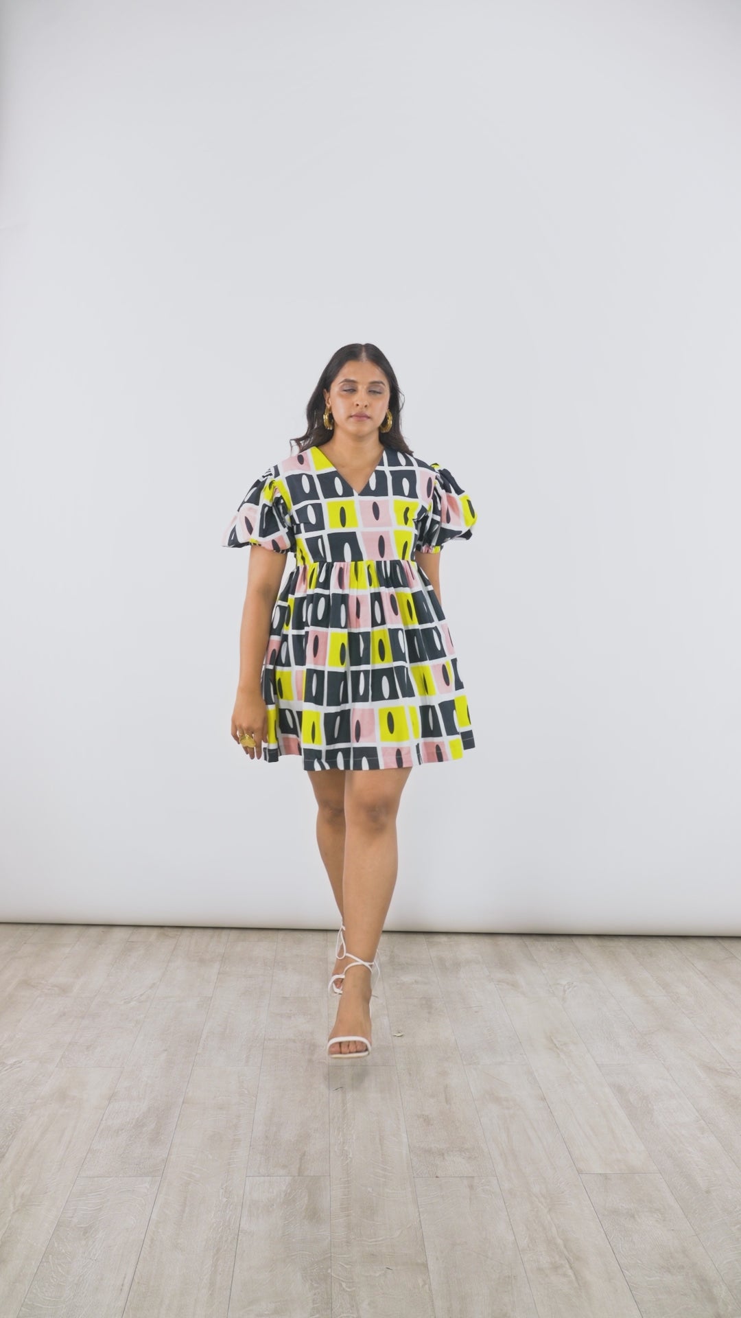 Digital Printed Puff Sleeve Mini Dress | Off Eye Dress | PAIVE