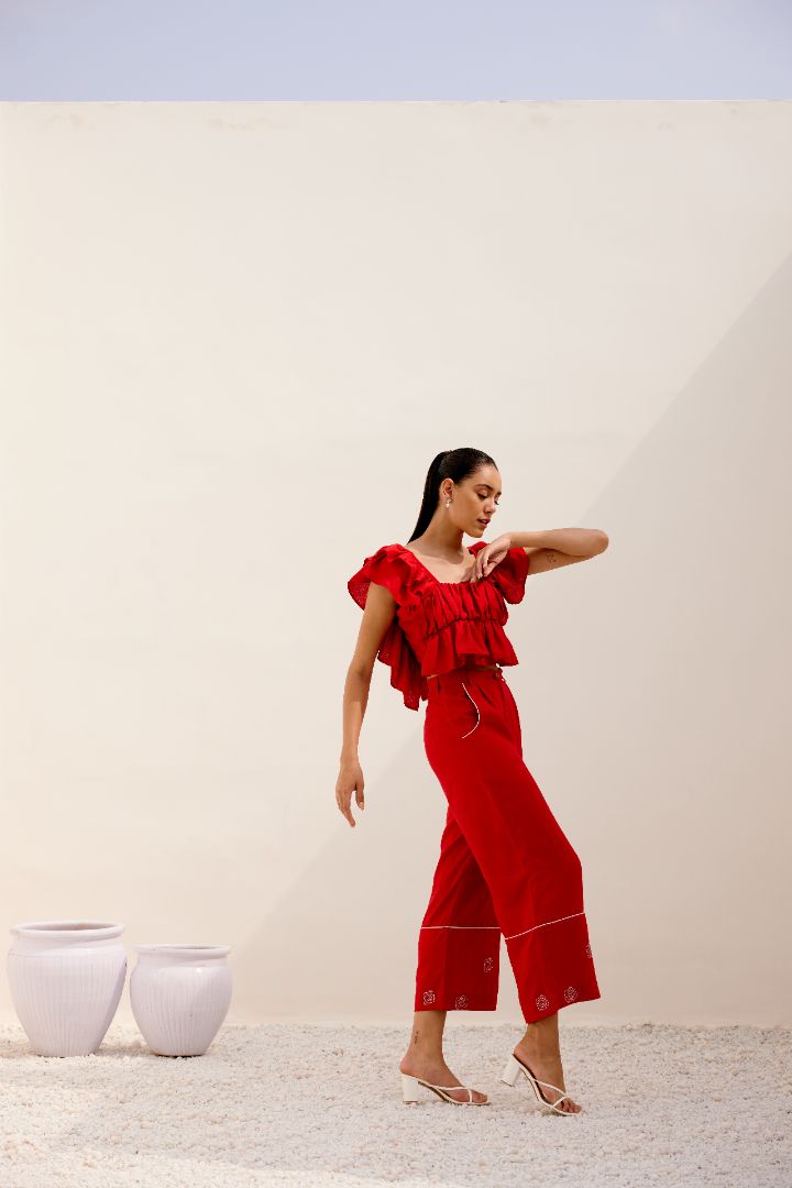 red co-ord set side